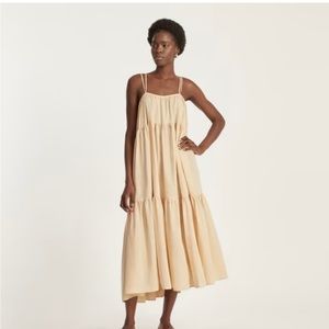 Everlane Billow-tiered Maxi Dress in orange plaid.